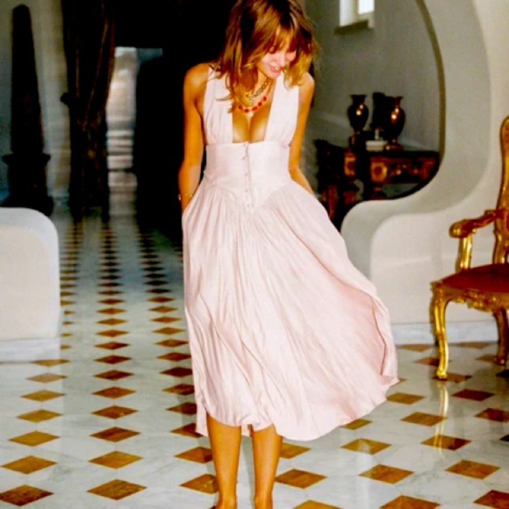Vanessa Mooney Venus Dress Nude Silk Small